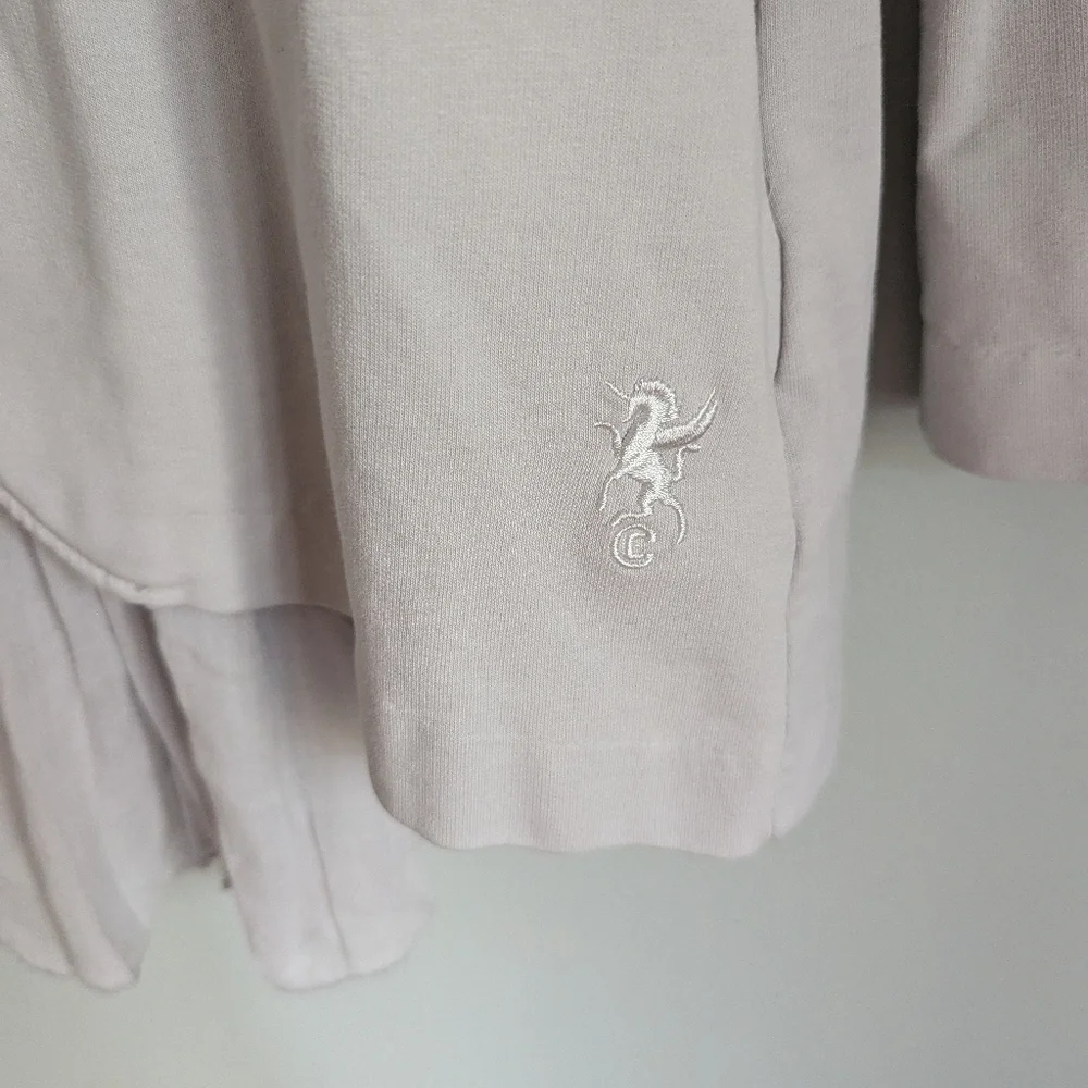 European Culture Women's XS Light Gray Soft Jacket Flat Collar Pleated Tail - Picture 4 of 12